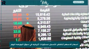 أسعار الأسهم تنخفض لتسجل مستويات تاريخية في سوق البورصة اليوم